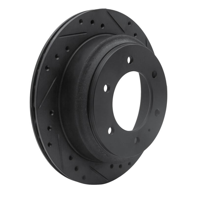 Acura SLX Brake Rotor (1) - Rear Right - R1 Concepts - Drilled & Slotted - Black - `92-`04